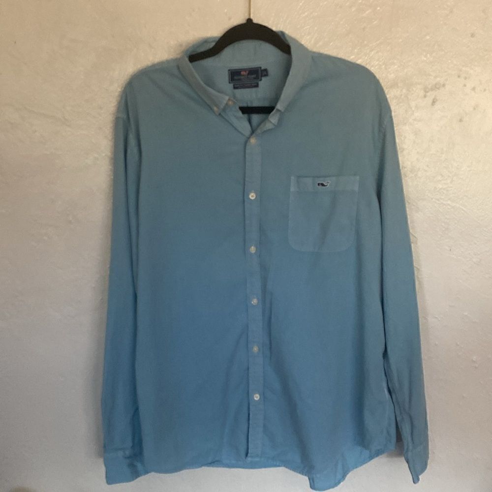 Vineyard‎ Vines Slim Mens XL Blue Cotton Silk  Tucker Button Up Tucker Shirt